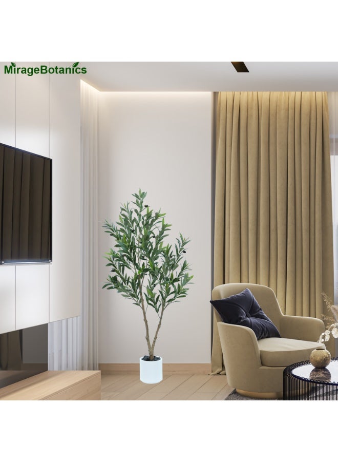 MirageBotanics Artificial Olive Trees Indoor,Faux Olive Tree 2 Trunks with White Planter Pot,Artificial Plants Lifelike Fruits for Office Meeting Room Living Room Indoor Outdoor Home Decor - Image 3